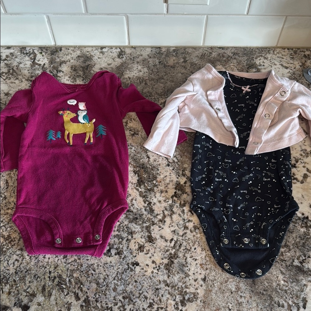 Kids One Piece Bodysuit Set - Pink and Black